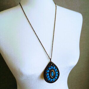 ZAD Teardrop Turquoise Pendant Necklace